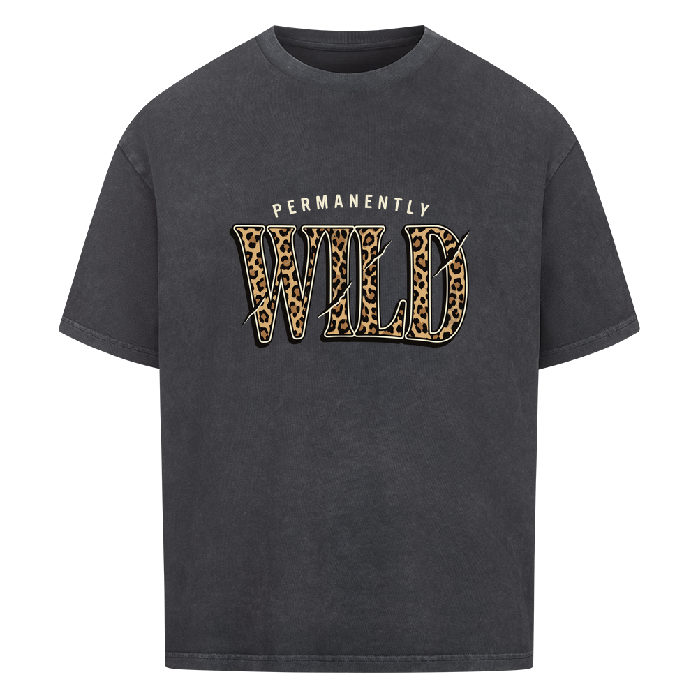 Permanently Wild - Heavy Oversized Shirt T-Shirt XS Washed Black Tattoo Fashion von inked-mafia.de. Dieses Teil gehört in jeden Kleiderschrank eines inked-rebels! Finde ideale Geschenke für Tätowierte, Tattoofans oder Tätowierer.
