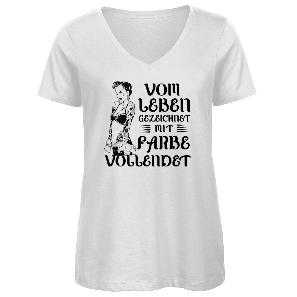 Vom Leben gezeichnet - Damen Shirt Clothes  Weiß XS  Tattoo Fashion von inked-mafia.de. Dieses Teil gehört in jeden Kleiderschrank eines inked-rebels! Finde ideale Geschenke für Tätowierte, Tattoofans oder Tätowierer.