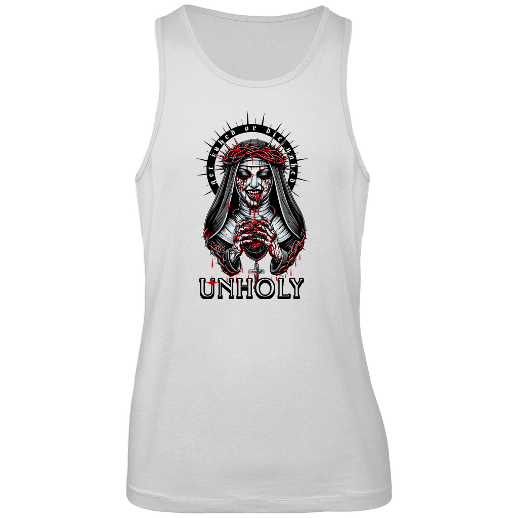 Unholy - Herren Tank Top Clothes  Weiß S  Tattoo Fashion von inked-mafia.de. Dieses Teil gehört in jeden Kleiderschrank eines inked-rebels! Finde ideale Geschenke für Tätowierte, Tattoofans oder Tätowierer.