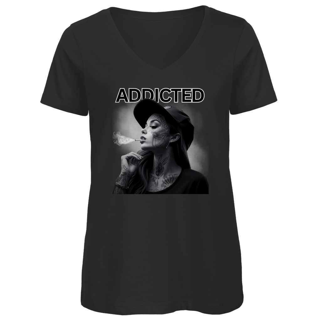 Addicted - Damen Shirt Clothes  Schwarz XS  Tattoo Fashion von inked-mafia.de. Dieses Teil gehört in jeden Kleiderschrank eines inked-rebels! Finde ideale Geschenke für Tätowierte, Tattoofans oder Tätowierer.