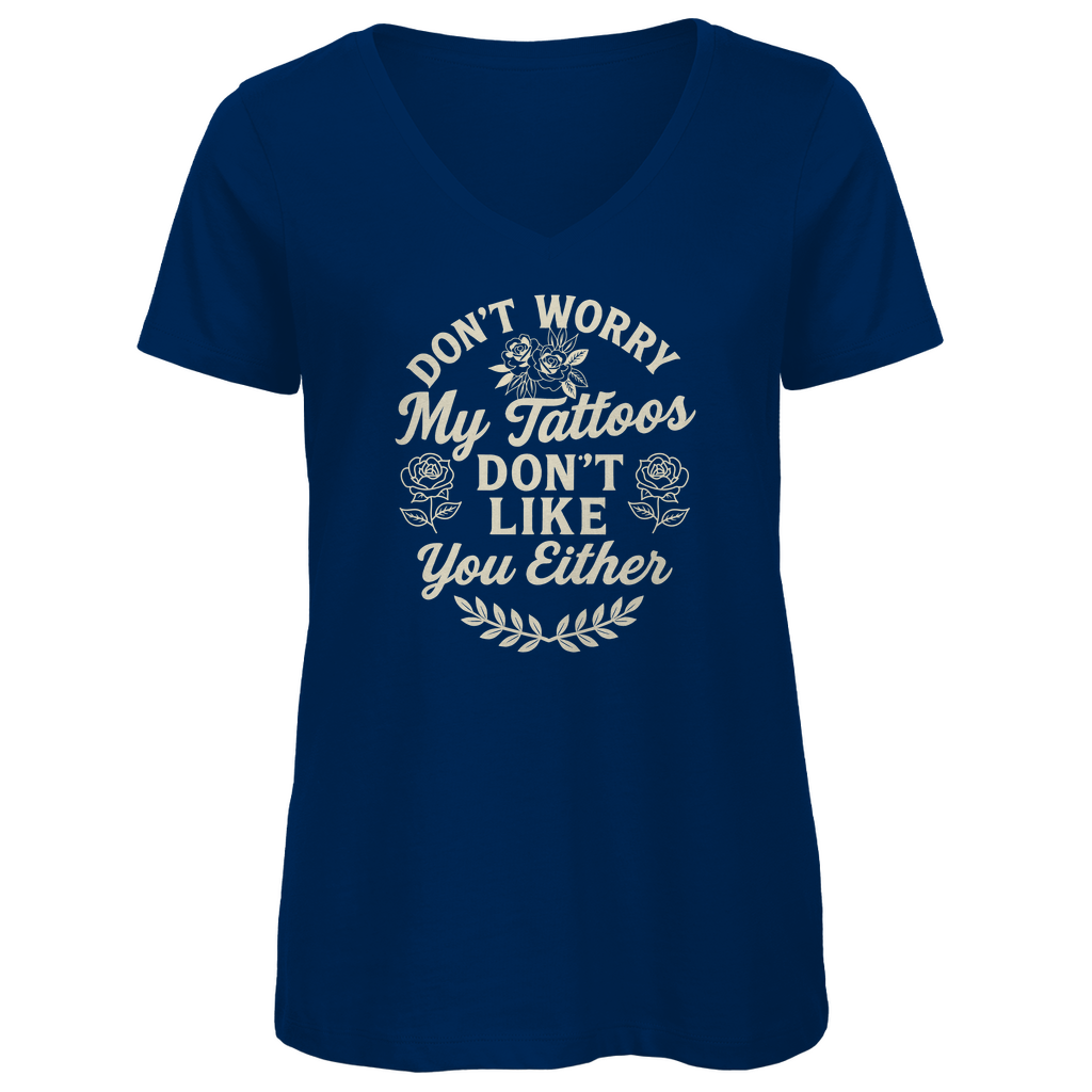Don't worry - Damen Shirt Clothes Navy Blue XS Tattoo Fashion von inked-mafia.de. Dieses Teil gehört in jeden Kleiderschrank eines inked-rebels! Finde ideale Geschenke für Tätowierte, Tattoofans oder Tätowierer.