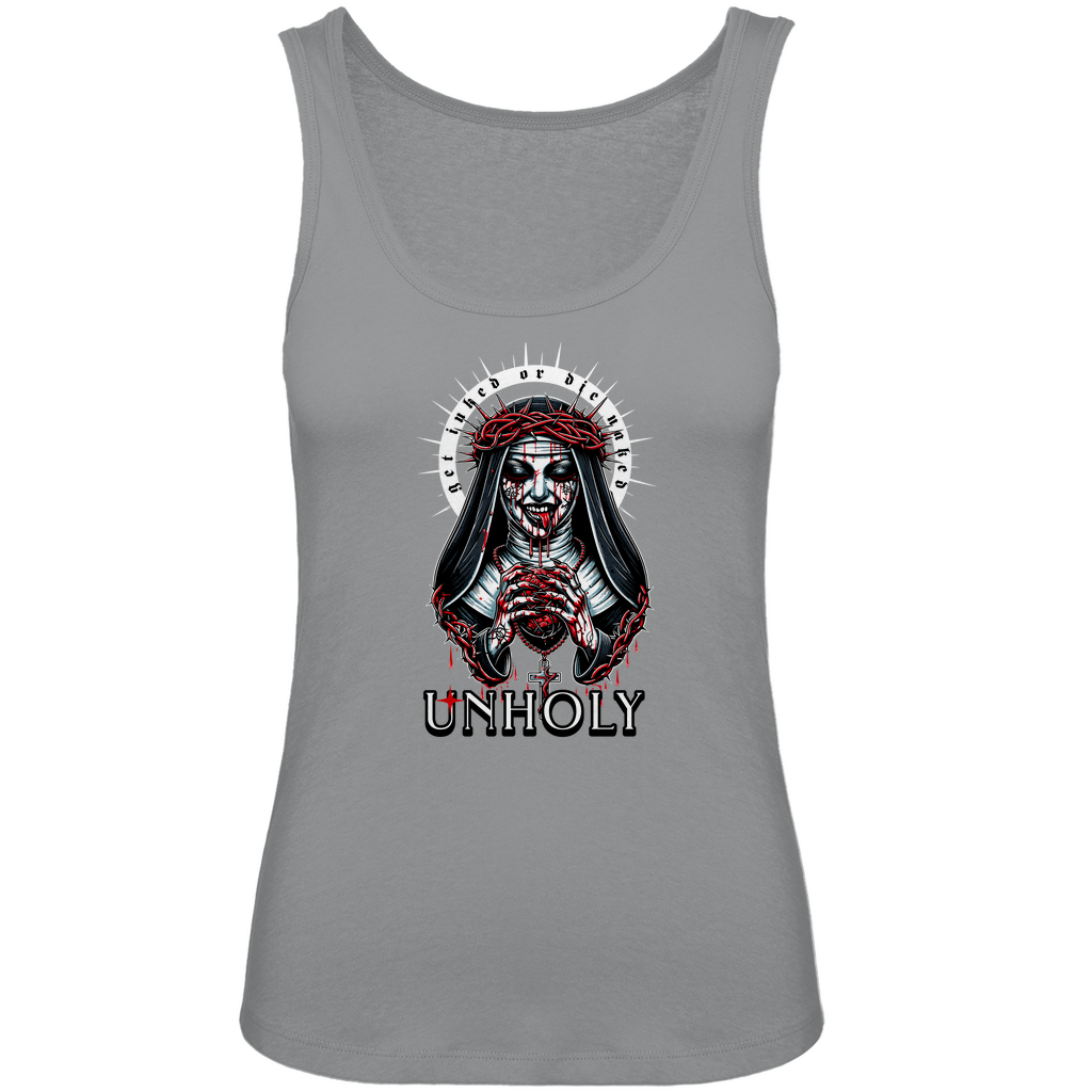 Unholy - Damen Tank Top Clothes  Grau XS  Tattoo Fashion von inked-mafia.de. Dieses Teil gehört in jeden Kleiderschrank eines inked-rebels! Finde ideale Geschenke für Tätowierte, Tattoofans oder Tätowierer.