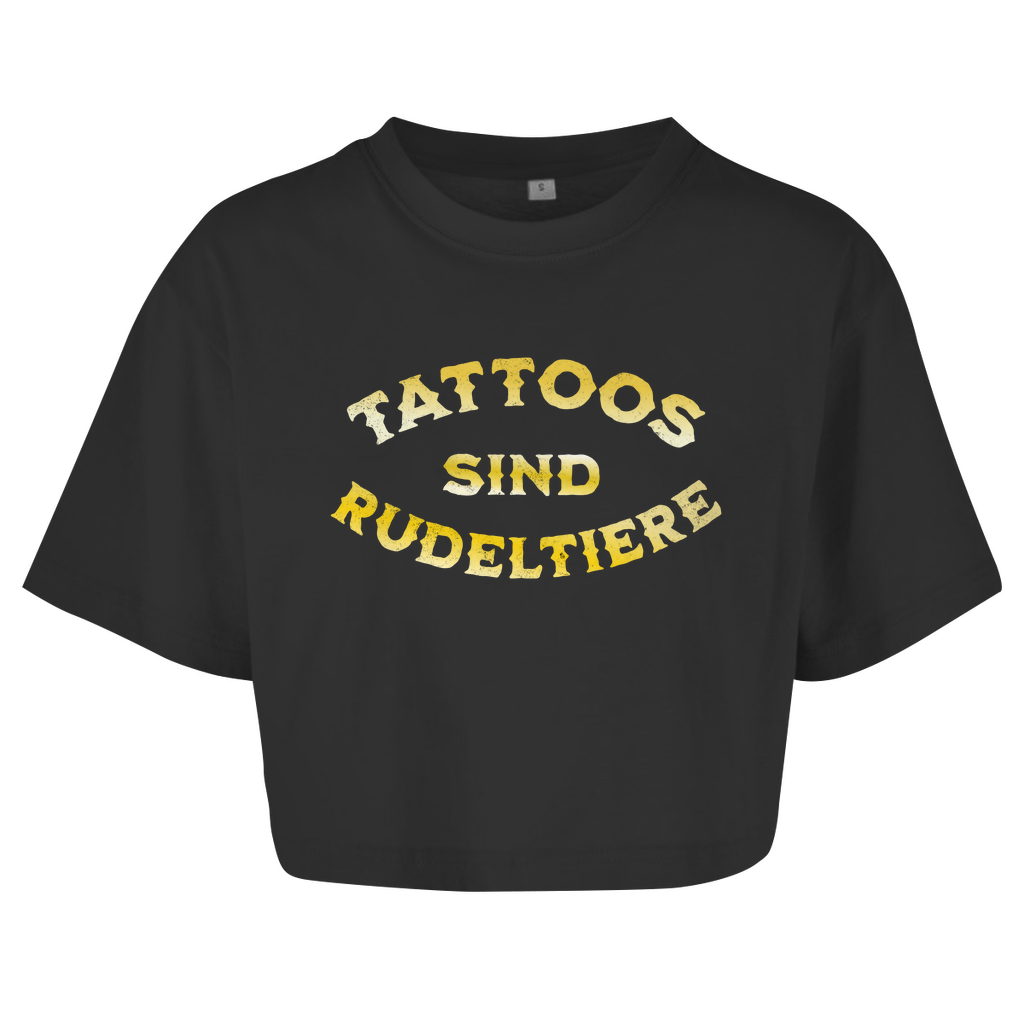 Rudeltiere - Damen Oversized Crop Top Clothes  Schwarz XS  Tattoo Fashion von inked-mafia.de. Dieses Teil gehört in jeden Kleiderschrank eines inked-rebels! Finde ideale Geschenke für Tätowierte, Tattoofans oder Tätowierer.