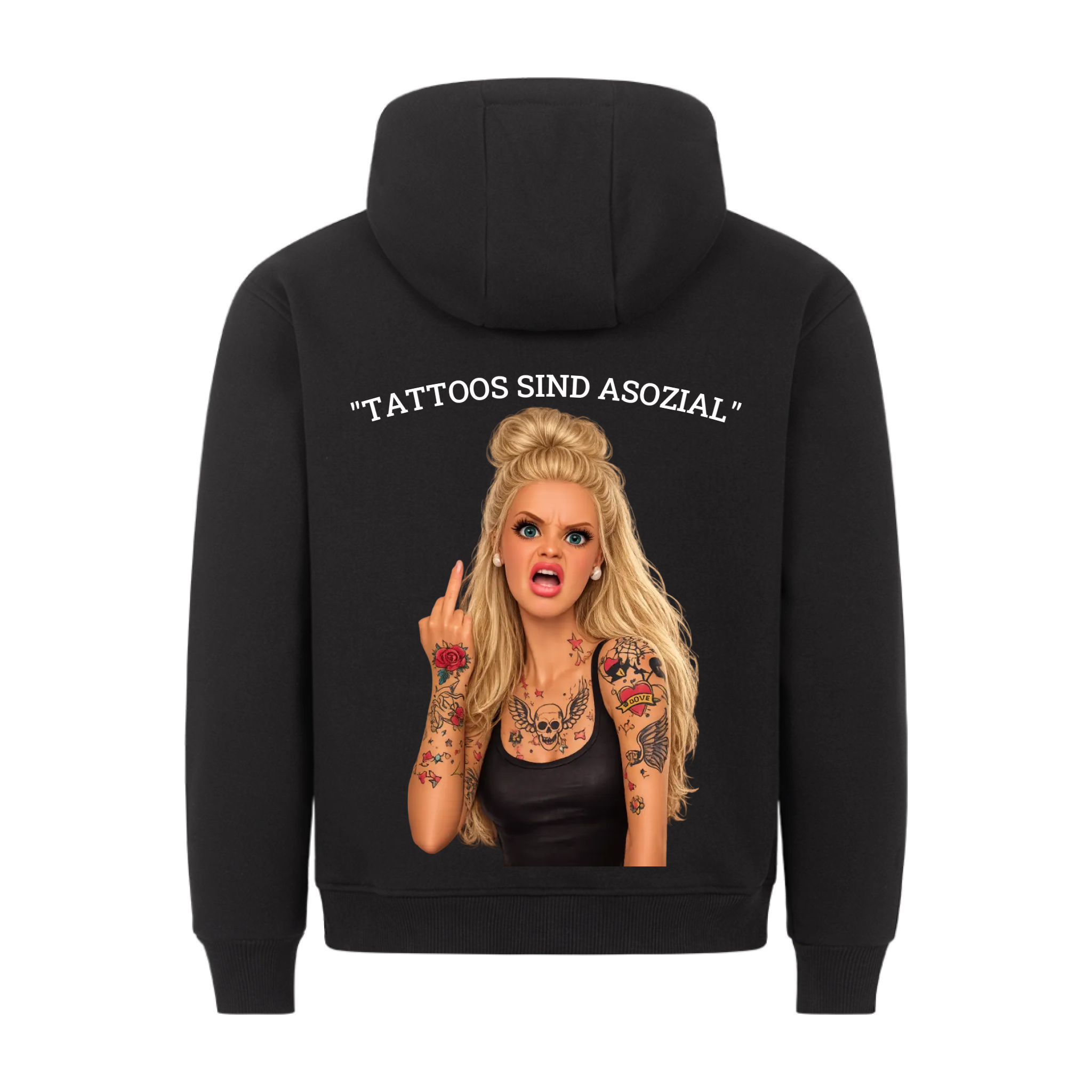 Barbie (Black-Edition) - Backprint Hoodie (personalisierbar) Customizer Tattoo Fashion von inked-mafia.de. Dieses Teil gehört in jeden Kleiderschrank eines inked-rebels! Finde ideale Geschenke für Tätowierte, Tattoofans oder Tätowierer.