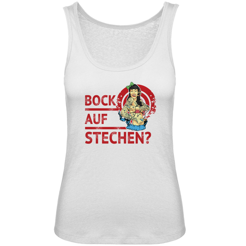 Bock auf Stechen - Damen Tank Top Clothes  Weiß XS  Tattoo Fashion von inked-mafia.de. Dieses Teil gehört in jeden Kleiderschrank eines inked-rebels! Finde ideale Geschenke für Tätowierte, Tattoofans oder Tätowierer.