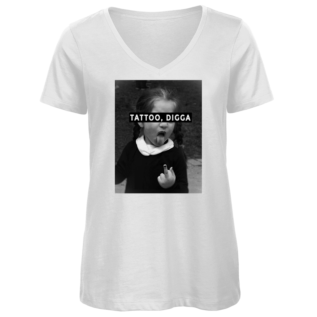 Tattoo Digga - Damen Shirt Clothes  Weiß XS  Tattoo Fashion von inked-mafia.de. Dieses Teil gehört in jeden Kleiderschrank eines inked-rebels! Finde ideale Geschenke für Tätowierte, Tattoofans oder Tätowierer.