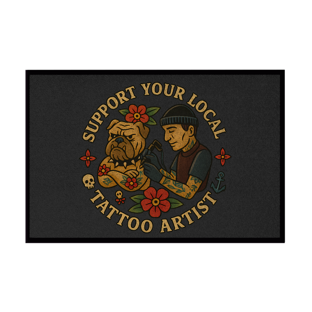 Support - Fußmatte Home & Living Schwarz 35x50cm Tattoo Fashion von inked-mafia.de. Dieses Teil gehört in jeden Kleiderschrank eines inked-rebels! Finde ideale Geschenke für Tätowierte, Tattoofans oder Tätowierer.