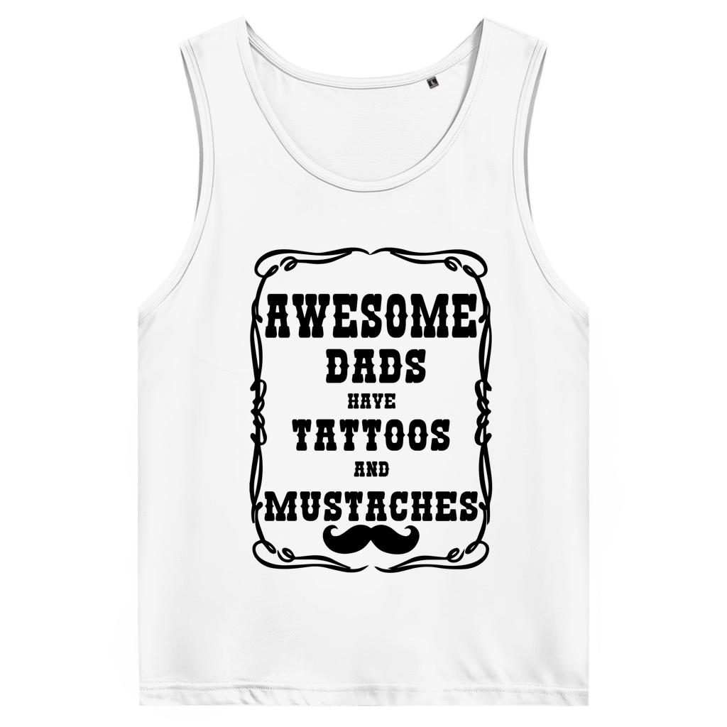 Awesome Dads - Herren Tank Top Clothes Weiß S Tattoo Fashion von inked-mafia.de. Dieses Teil gehört in jeden Kleiderschrank eines inked-rebels! Finde ideale Geschenke für Tätowierte, Tattoofans oder Tätowierer.