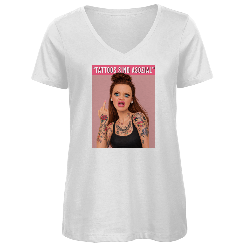 Asozial - Damen Shirt Clothes Weiß XS Tattoo Fashion von inked-mafia.de. Dieses Teil gehört in jeden Kleiderschrank eines inked-rebels! Finde ideale Geschenke für Tätowierte, Tattoofans oder Tätowierer.