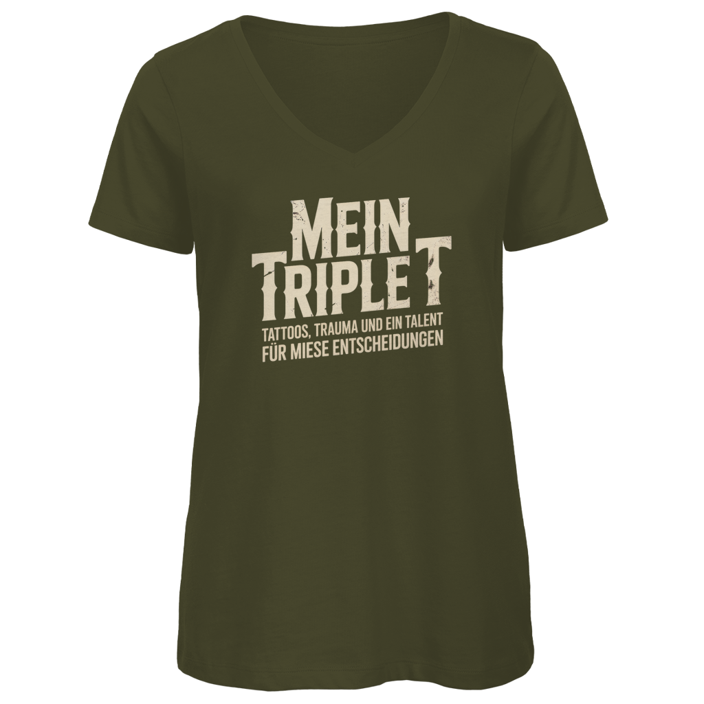 Triple T - Damen Shirt Clothes Khaki XS Tattoo Fashion von inked-mafia.de. Dieses Teil gehört in jeden Kleiderschrank eines inked-rebels! Finde ideale Geschenke für Tätowierte, Tattoofans oder Tätowierer.