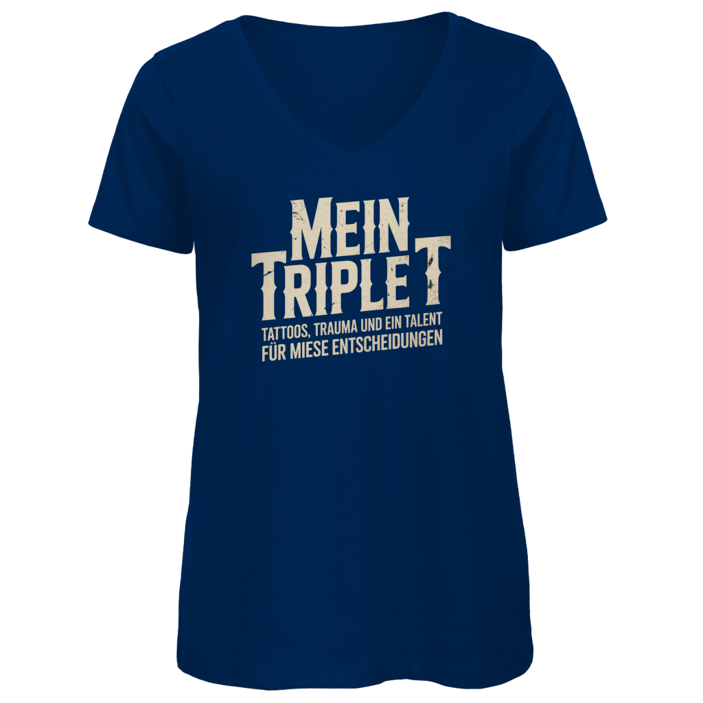 Triple T - Damen Shirt Clothes Navy Blue XS Tattoo Fashion von inked-mafia.de. Dieses Teil gehört in jeden Kleiderschrank eines inked-rebels! Finde ideale Geschenke für Tätowierte, Tattoofans oder Tätowierer.