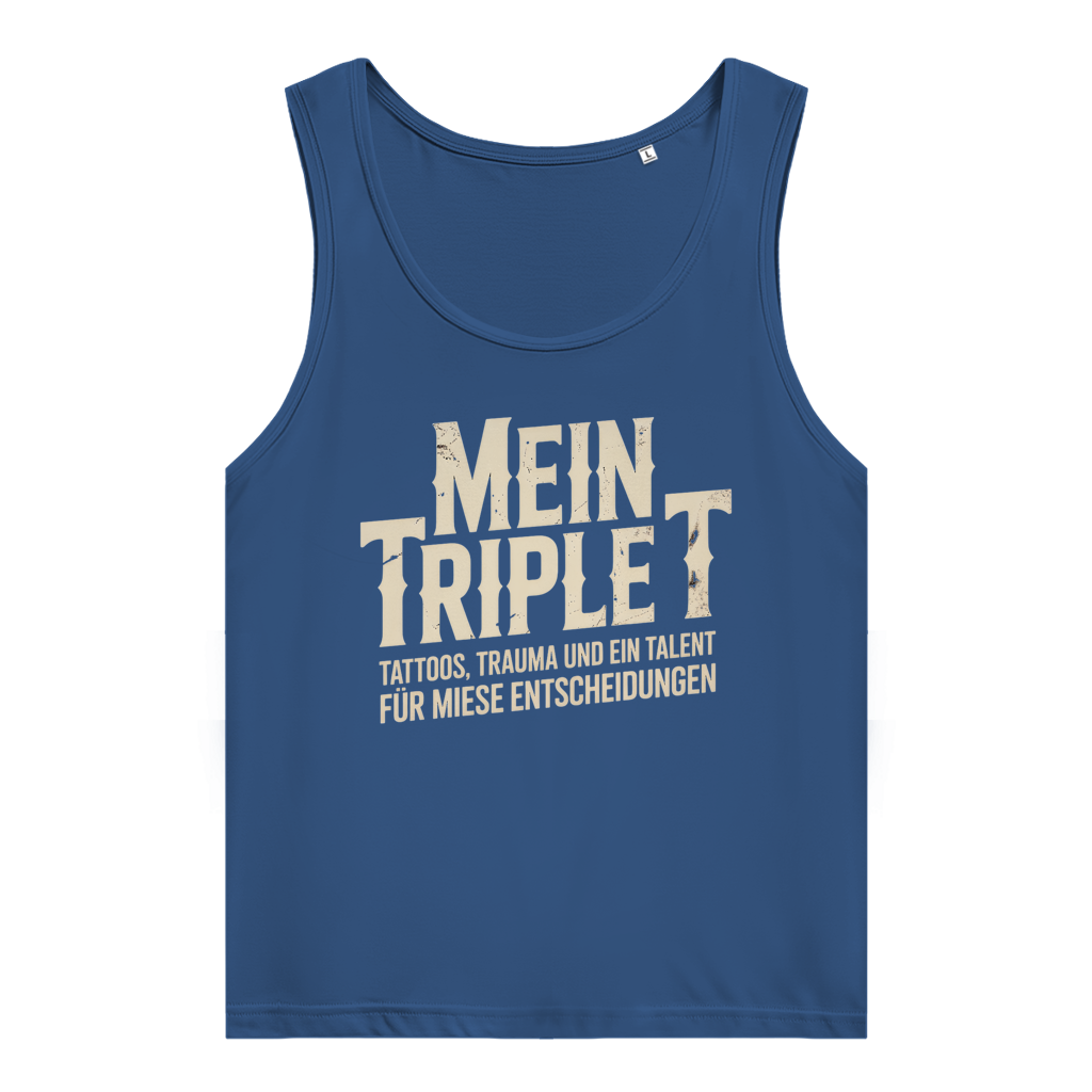 Triple T - Damen Tank Top Clothes Navy Blue XS Tattoo Fashion von inked-mafia.de. Dieses Teil gehört in jeden Kleiderschrank eines inked-rebels! Finde ideale Geschenke für Tätowierte, Tattoofans oder Tätowierer.
