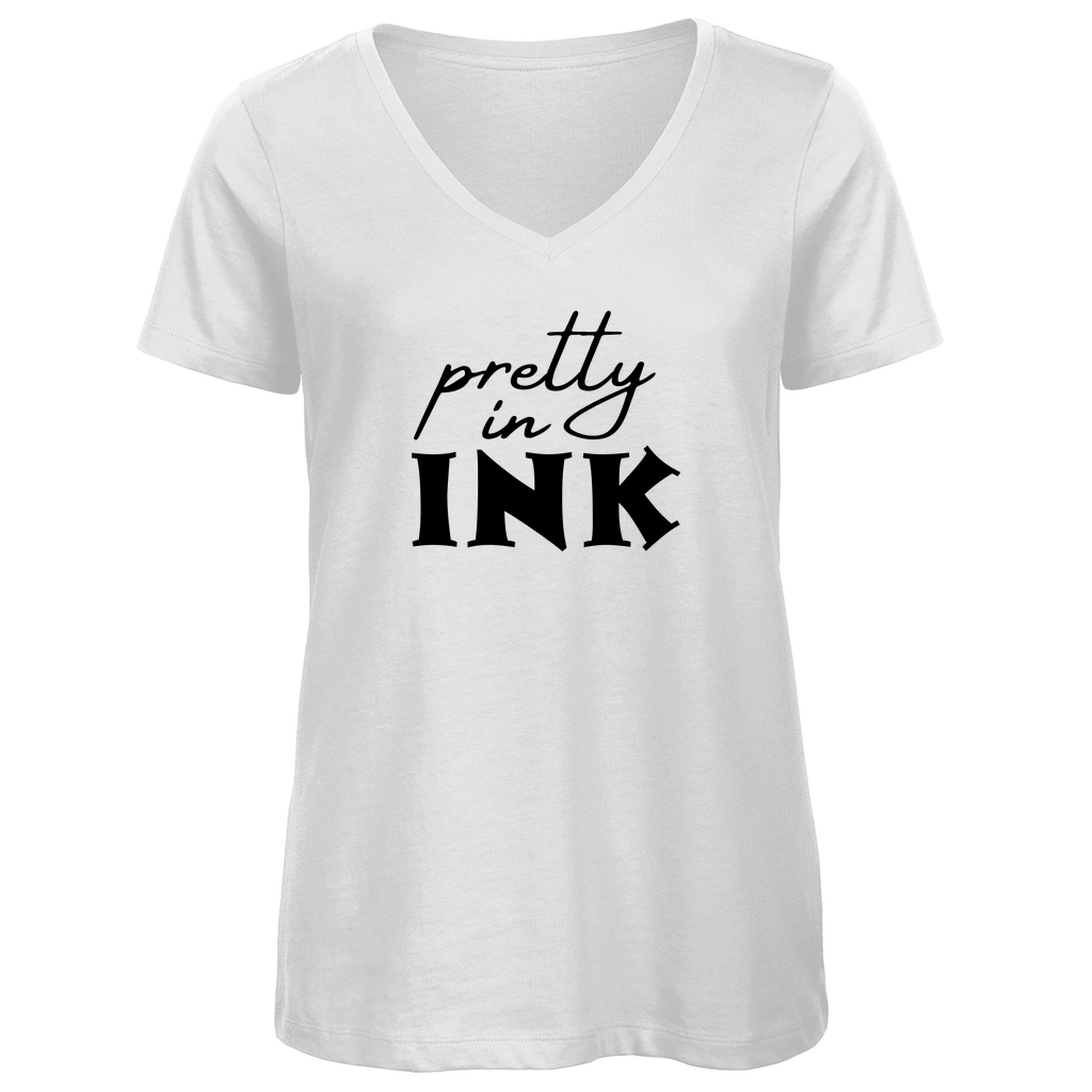 Pretty in ink - Damen Shirt Clothes  Weiß XS  Tattoo Fashion von inked-mafia.de. Dieses Teil gehört in jeden Kleiderschrank eines inked-rebels! Finde ideale Geschenke für Tätowierte, Tattoofans oder Tätowierer.