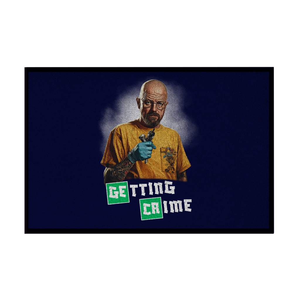 Getting Crime - Fußmatte Home & Living  Navy Blue 35x50cm  Tattoo Fashion von inked-mafia.de. Dieses Teil gehört in jeden Kleiderschrank eines inked-rebels! Finde ideale Geschenke für Tätowierte, Tattoofans oder Tätowierer.