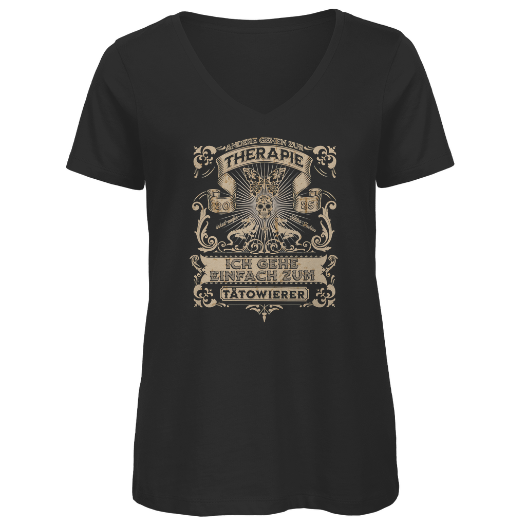 Therapie - Damen Shirt Clothes Schwarz XS Tattoo Fashion von inked-mafia.de. Dieses Teil gehört in jeden Kleiderschrank eines inked-rebels! Finde ideale Geschenke für Tätowierte, Tattoofans oder Tätowierer.