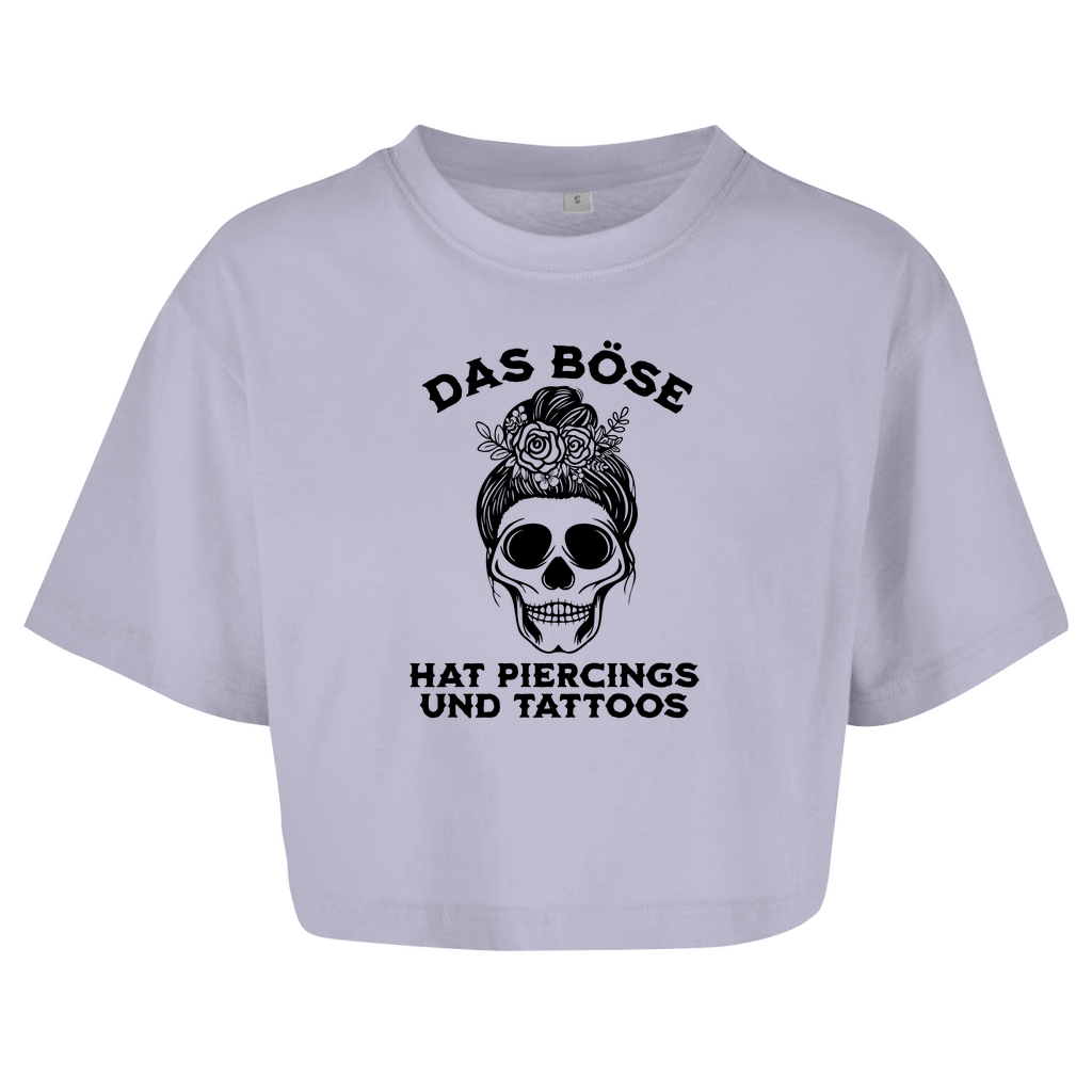 Das Böse - Damen Oversized Crop Top Clothes  Lila XS  Tattoo Fashion von inked-mafia.de. Dieses Teil gehört in jeden Kleiderschrank eines inked-rebels! Finde ideale Geschenke für Tätowierte, Tattoofans oder Tätowierer.