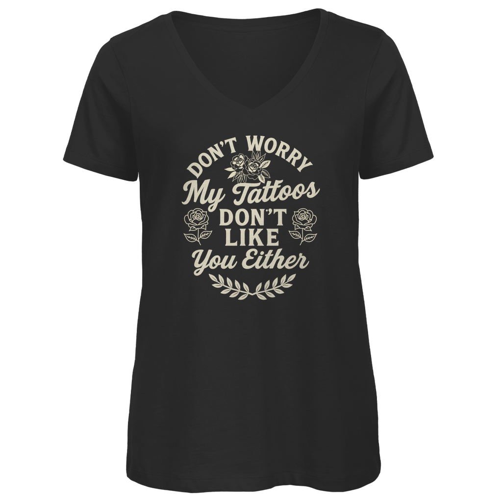 Don't worry - Damen Shirt Clothes Schwarz XS Tattoo Fashion von inked-mafia.de. Dieses Teil gehört in jeden Kleiderschrank eines inked-rebels! Finde ideale Geschenke für Tätowierte, Tattoofans oder Tätowierer.