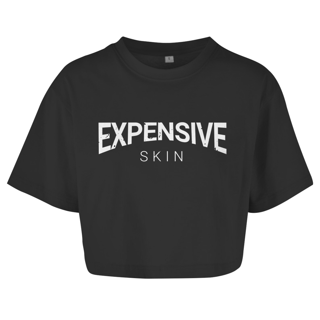 Expensive Skin - Damen Oversized Crop Top Clothes Schwarz XS Tattoo Fashion von inked-mafia.de. Dieses Teil gehört in jeden Kleiderschrank eines inked-rebels! Finde ideale Geschenke für Tätowierte, Tattoofans oder Tätowierer.