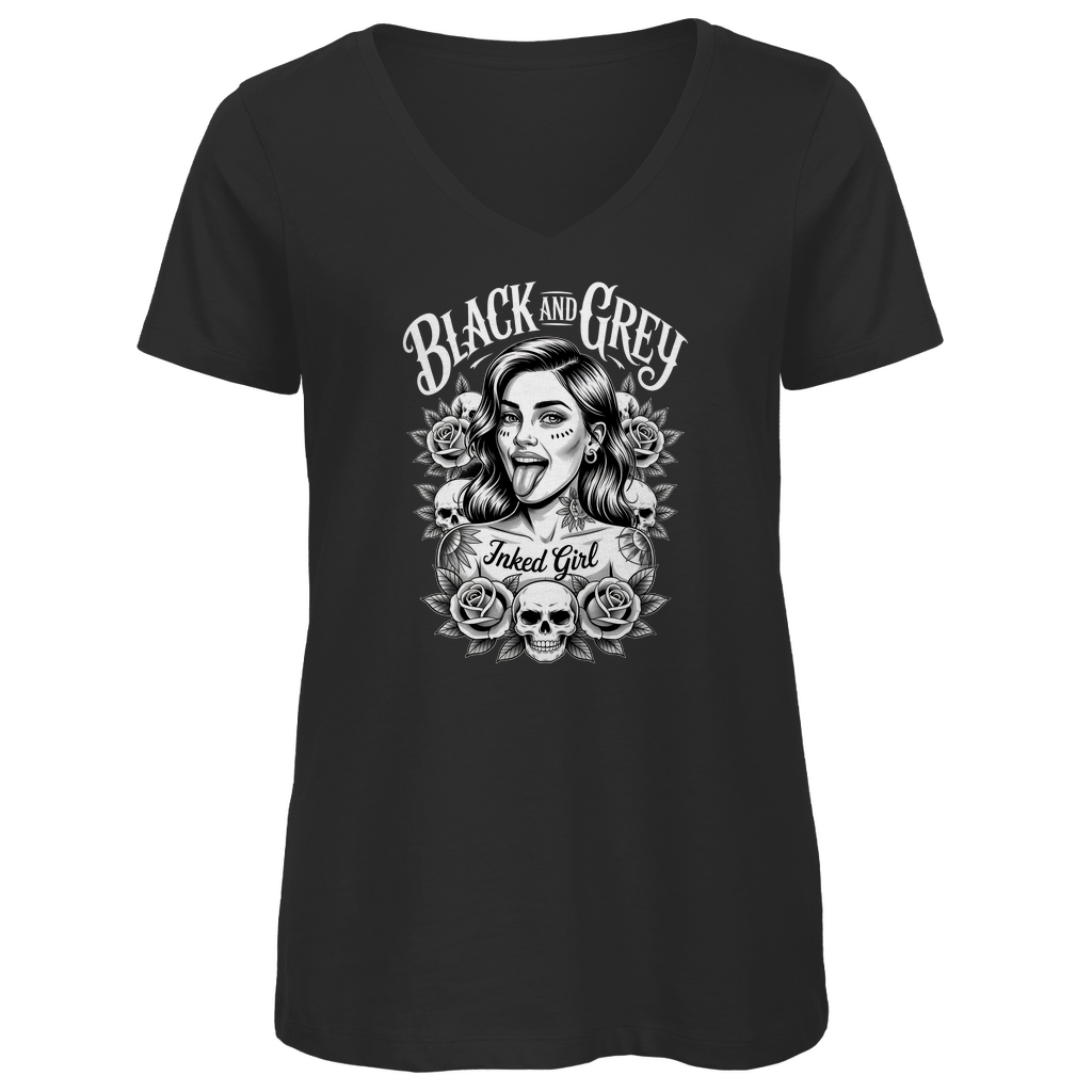 Black and Grey - Damen Shirt Clothes Schwarz XS Tattoo Fashion von inked-mafia.de. Dieses Teil gehört in jeden Kleiderschrank eines inked-rebels! Finde ideale Geschenke für Tätowierte, Tattoofans oder Tätowierer.