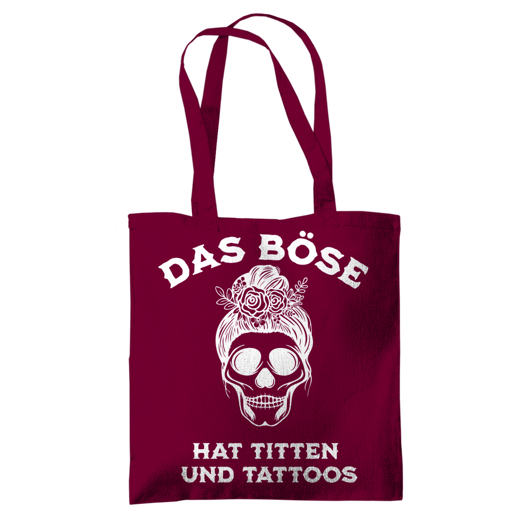 Das Böse - Jutebeutel Accessories Burgundy Tattoo Fashion von inked-mafia.de. Dieses Teil gehört in jeden Kleiderschrank eines inked-rebels! Finde ideale Geschenke für Tätowierte, Tattoofans oder Tätowierer.