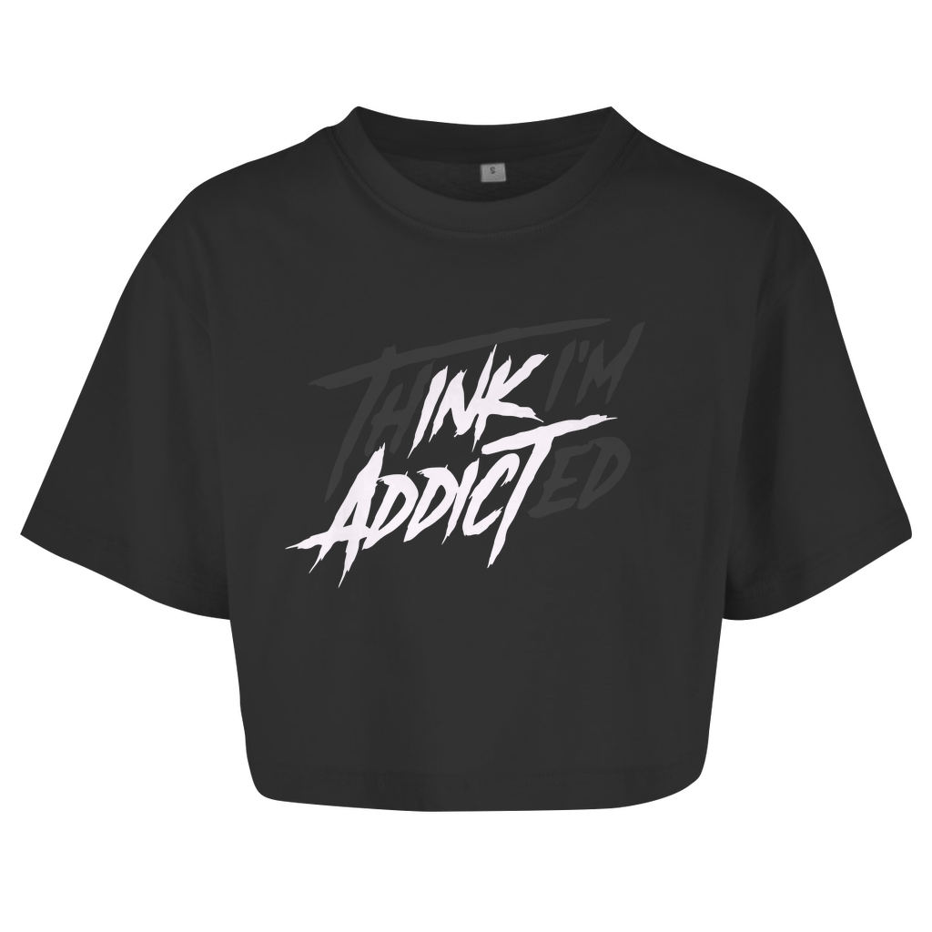 Ink Addict - Damen Oversized Crop Top Clothes Schwarz XS Tattoo Fashion von inked-mafia.de. Dieses Teil gehört in jeden Kleiderschrank eines inked-rebels! Finde ideale Geschenke für Tätowierte, Tattoofans oder Tätowierer.