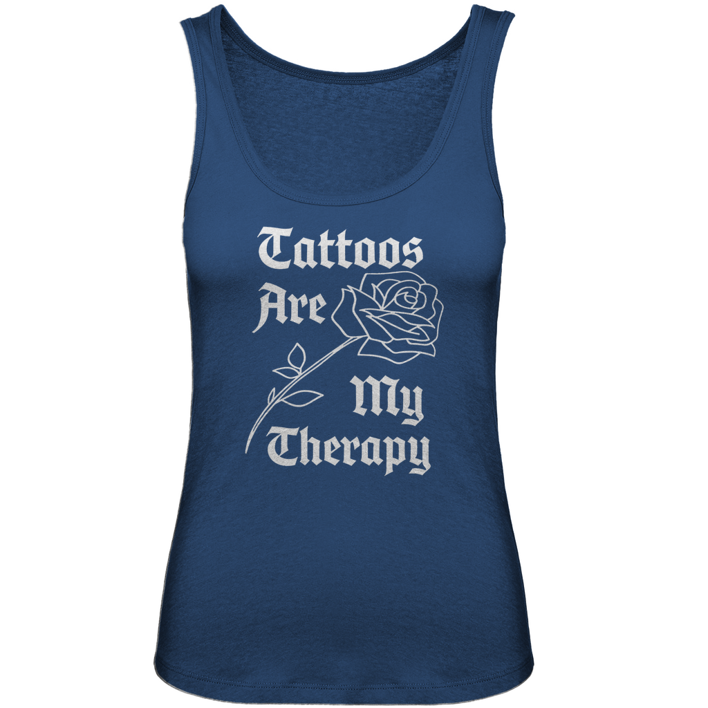 Therapy - Damen Tank Top Clothes  Blau XS  Tattoo Fashion von inked-mafia.de. Dieses Teil gehört in jeden Kleiderschrank eines inked-rebels! Finde ideale Geschenke für Tätowierte, Tattoofans oder Tätowierer.