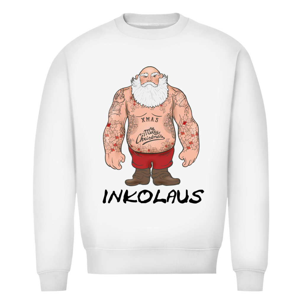 Inkolaus - Unisex Weihnachtssweater Clothes  Weiß XS  Tattoo Fashion von inked-mafia.de. Dieses Teil gehört in jeden Kleiderschrank eines inked-rebels! Finde ideale Geschenke für Tätowierte, Tattoofans oder Tätowierer.