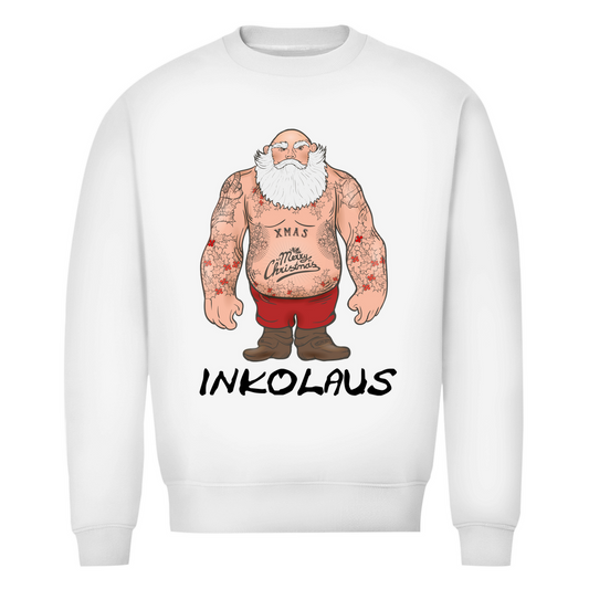 Inkolaus - Unisex Weihnachtssweater Clothes  Weiß XS  Tattoo Fashion von inked-mafia.de. Dieses Teil gehört in jeden Kleiderschrank eines inked-rebels! Finde ideale Geschenke für Tätowierte, Tattoofans oder Tätowierer.