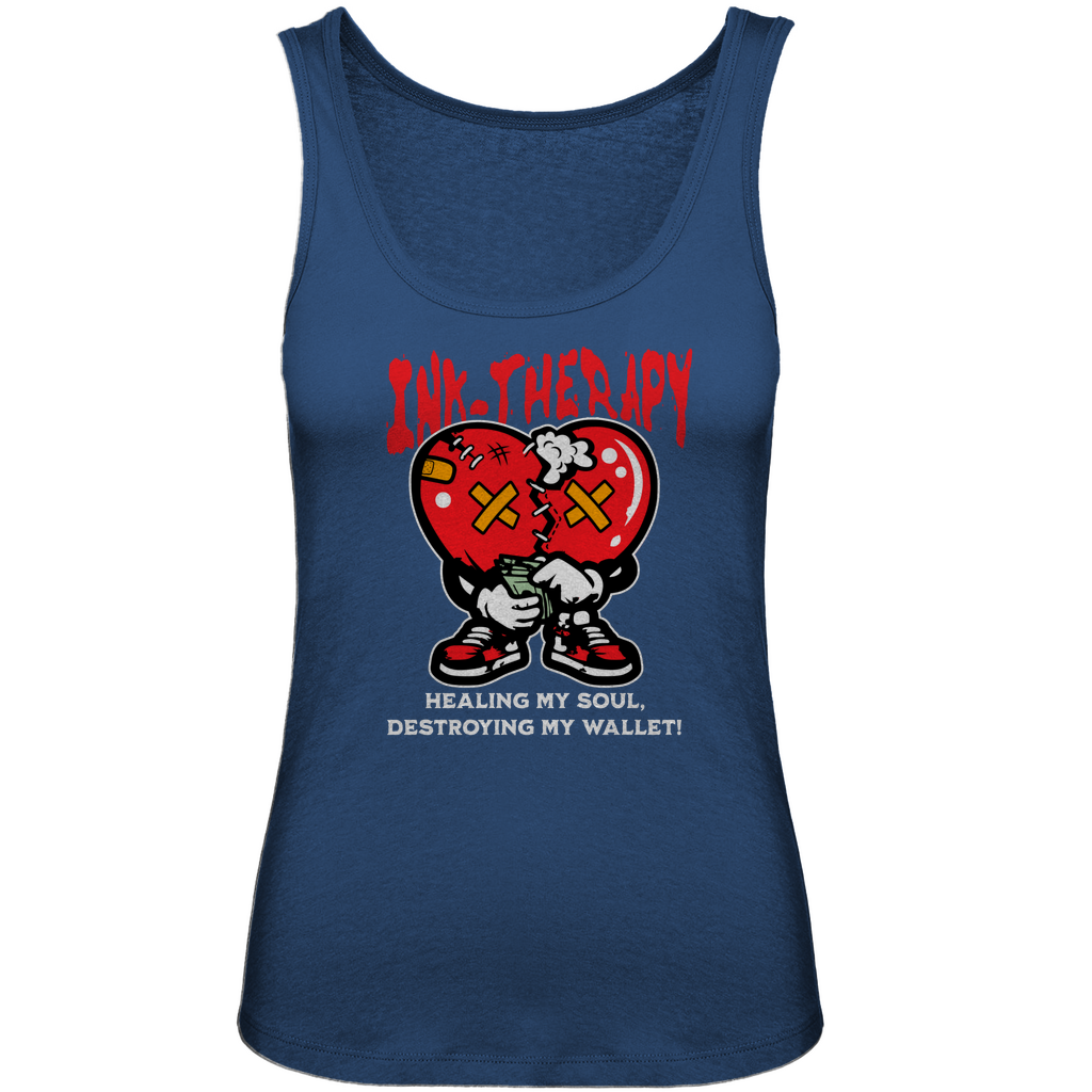 Ink-Therapy - Damen Tank Top Clothes Blau XS Tattoo Fashion von inked-mafia.de. Dieses Teil gehört in jeden Kleiderschrank eines inked-rebels! Finde ideale Geschenke für Tätowierte, Tattoofans oder Tätowierer.