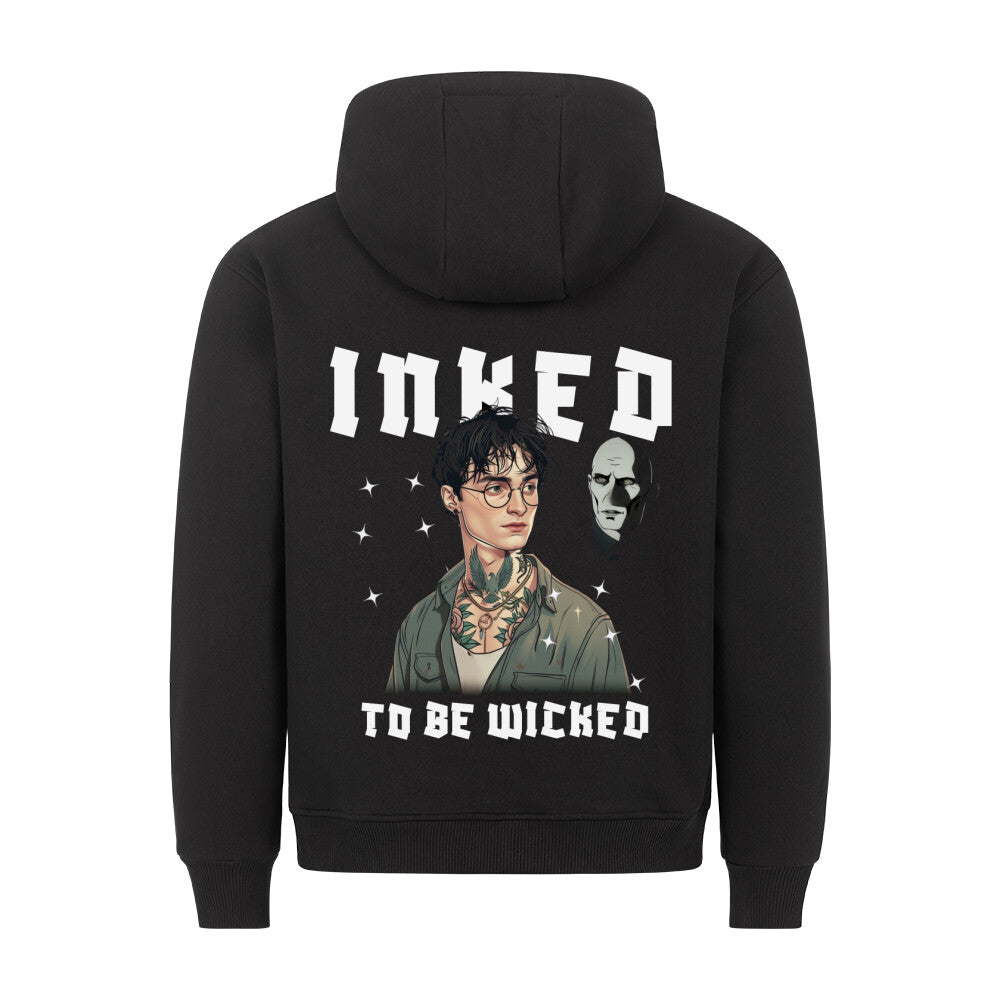 Inked to be wicked - Backprint Hoodie Hoodie  S Schwarz  Tattoo Fashion von inked-mafia.de. Dieses Teil gehört in jeden Kleiderschrank eines inked-rebels! Finde ideale Geschenke für Tätowierte, Tattoofans oder Tätowierer.