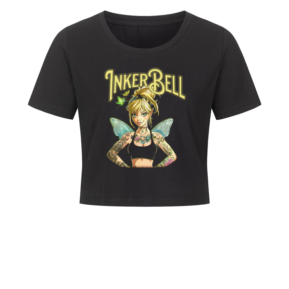 Inkerbell - Damen Crop Top T-Shirt  XS Schwarz  Tattoo Fashion von inked-mafia.de. Dieses Teil gehört in jeden Kleiderschrank eines inked-rebels! Finde ideale Geschenke für Tätowierte, Tattoofans oder Tätowierer.