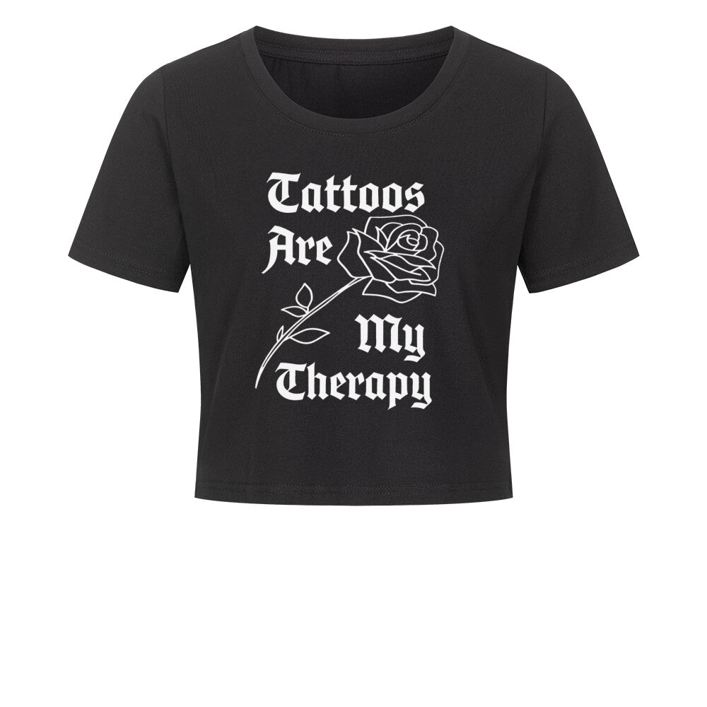 Therapy - Damen Crop Top T-Shirt  XS Schwarz  Tattoo Fashion von inked-mafia.de. Dieses Teil gehört in jeden Kleiderschrank eines inked-rebels! Finde ideale Geschenke für Tätowierte, Tattoofans oder Tätowierer.