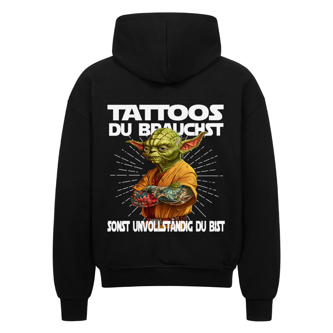 Tattoos du brauchst - Heavy Oversized Zipper Hoodie  S Schwarz  Tattoo Fashion von inked-mafia.de. Dieses Teil gehört in jeden Kleiderschrank eines inked-rebels! Finde ideale Geschenke für Tätowierte, Tattoofans oder Tätowierer.