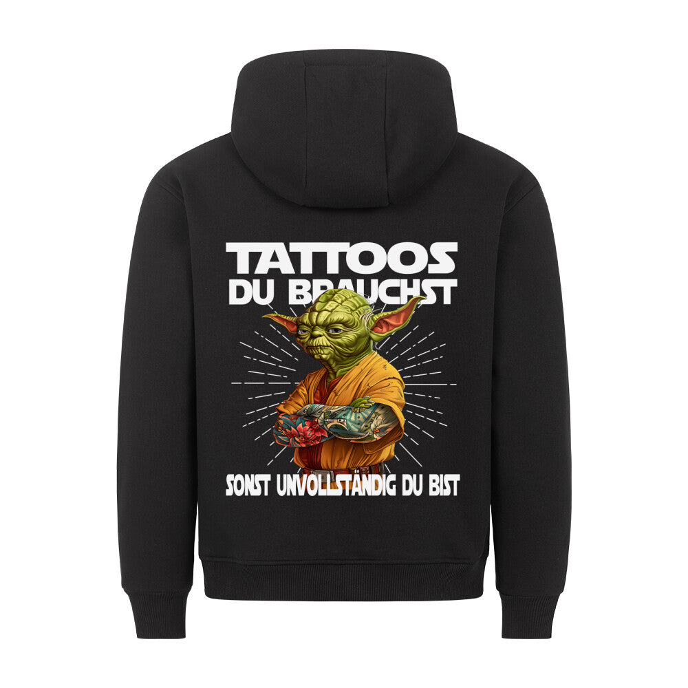 Tattoos du brauchst - Backprint Hoodie Hoodie  S Schwarz  Tattoo Fashion von inked-mafia.de. Dieses Teil gehört in jeden Kleiderschrank eines inked-rebels! Finde ideale Geschenke für Tätowierte, Tattoofans oder Tätowierer.