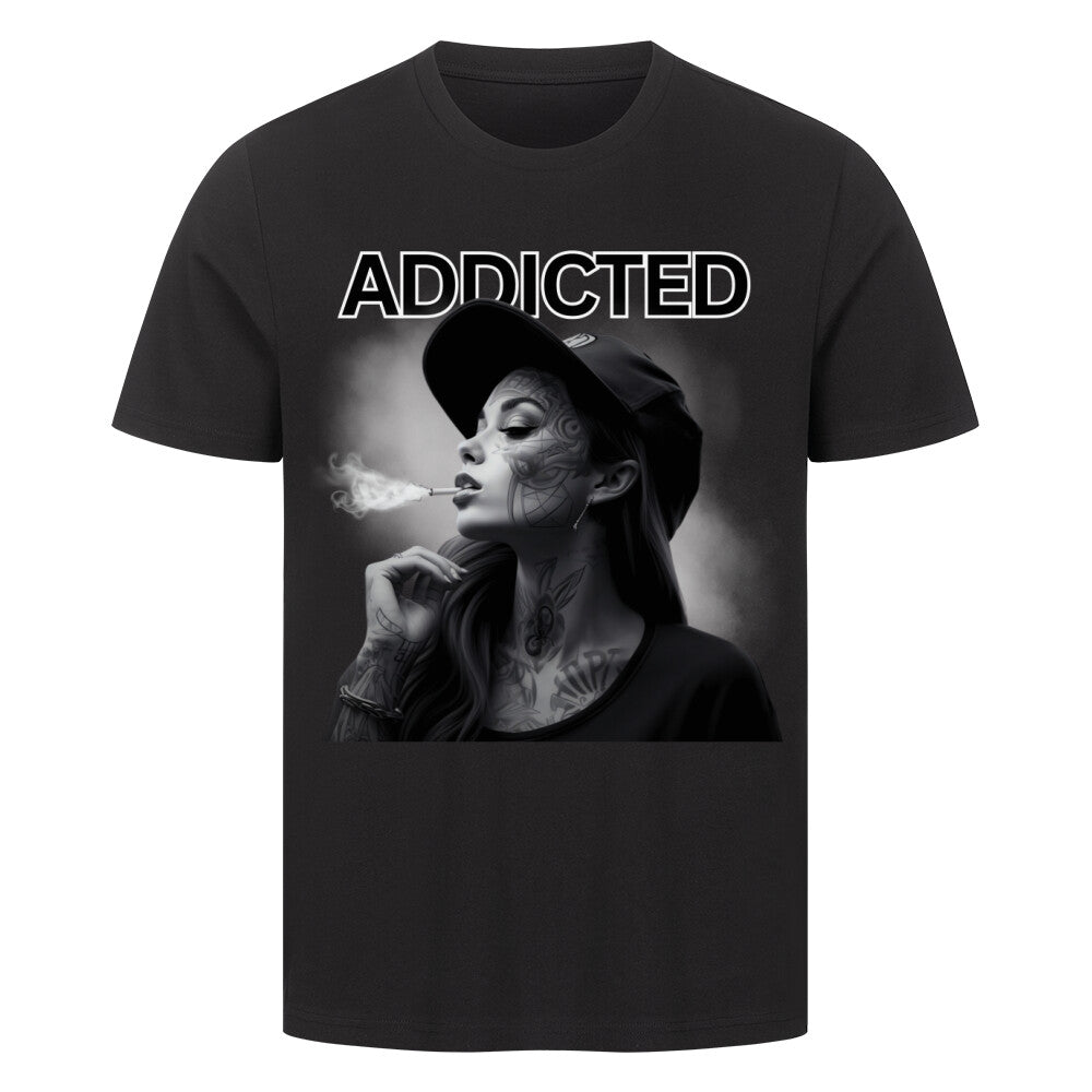 Addicted - Premium Shirt T-Shirt  S Schwarz  Tattoo Fashion von inked-mafia.de. Dieses Teil gehört in jeden Kleiderschrank eines inked-rebels! Finde ideale Geschenke für Tätowierte, Tattoofans oder Tätowierer.