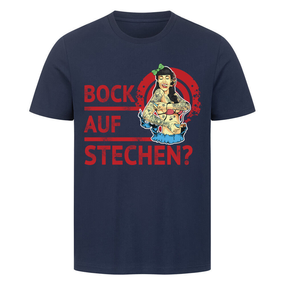 Bock auf stechen - Premium Shirt T-Shirt  S Navy Blue  Tattoo Fashion von inked-mafia.de. Dieses Teil gehört in jeden Kleiderschrank eines inked-rebels! Finde ideale Geschenke für Tätowierte, Tattoofans oder Tätowierer.