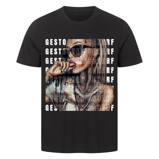 Gestochen scharf - Premium Shirt T-Shirt  S Schwarz  Tattoo Fashion von inked-mafia.de. Dieses Teil gehört in jeden Kleiderschrank eines inked-rebels! Finde ideale Geschenke für Tätowierte, Tattoofans oder Tätowierer.