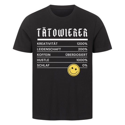 Nutrition Facts - Premium Shirt T-Shirt  S Schwarz  Tattoo Fashion von inked-mafia.de. Dieses Teil gehört in jeden Kleiderschrank eines inked-rebels! Finde ideale Geschenke für Tätowierte, Tattoofans oder Tätowierer.