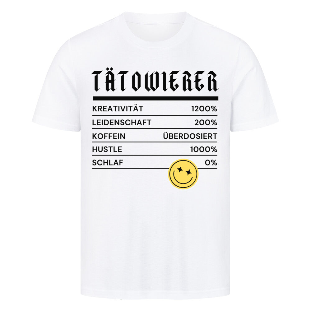 Nutrition Facts - Premium Shirt T-Shirt  S Weiß  Tattoo Fashion von inked-mafia.de. Dieses Teil gehört in jeden Kleiderschrank eines inked-rebels! Finde ideale Geschenke für Tätowierte, Tattoofans oder Tätowierer.