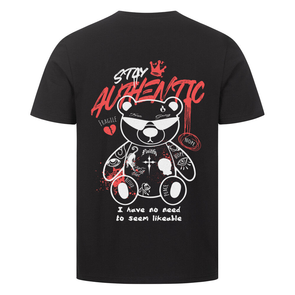 Stay Autentic - Premium Backprint Shirt T-Shirt  S Schwarz  Tattoo Fashion von inked-mafia.de. Dieses Teil gehört in jeden Kleiderschrank eines inked-rebels! Finde ideale Geschenke für Tätowierte, Tattoofans oder Tätowierer.