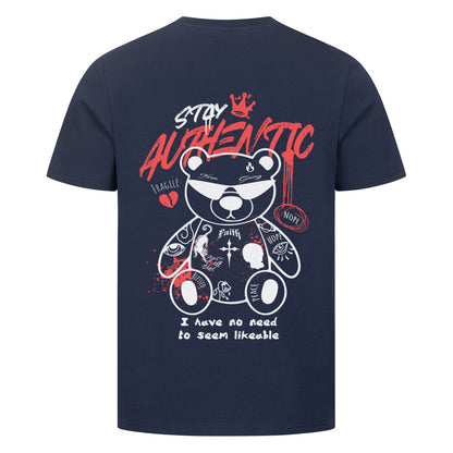 Stay Autentic - Premium Backprint Shirt T-Shirt  S Navy Blue  Tattoo Fashion von inked-mafia.de. Dieses Teil gehört in jeden Kleiderschrank eines inked-rebels! Finde ideale Geschenke für Tätowierte, Tattoofans oder Tätowierer.