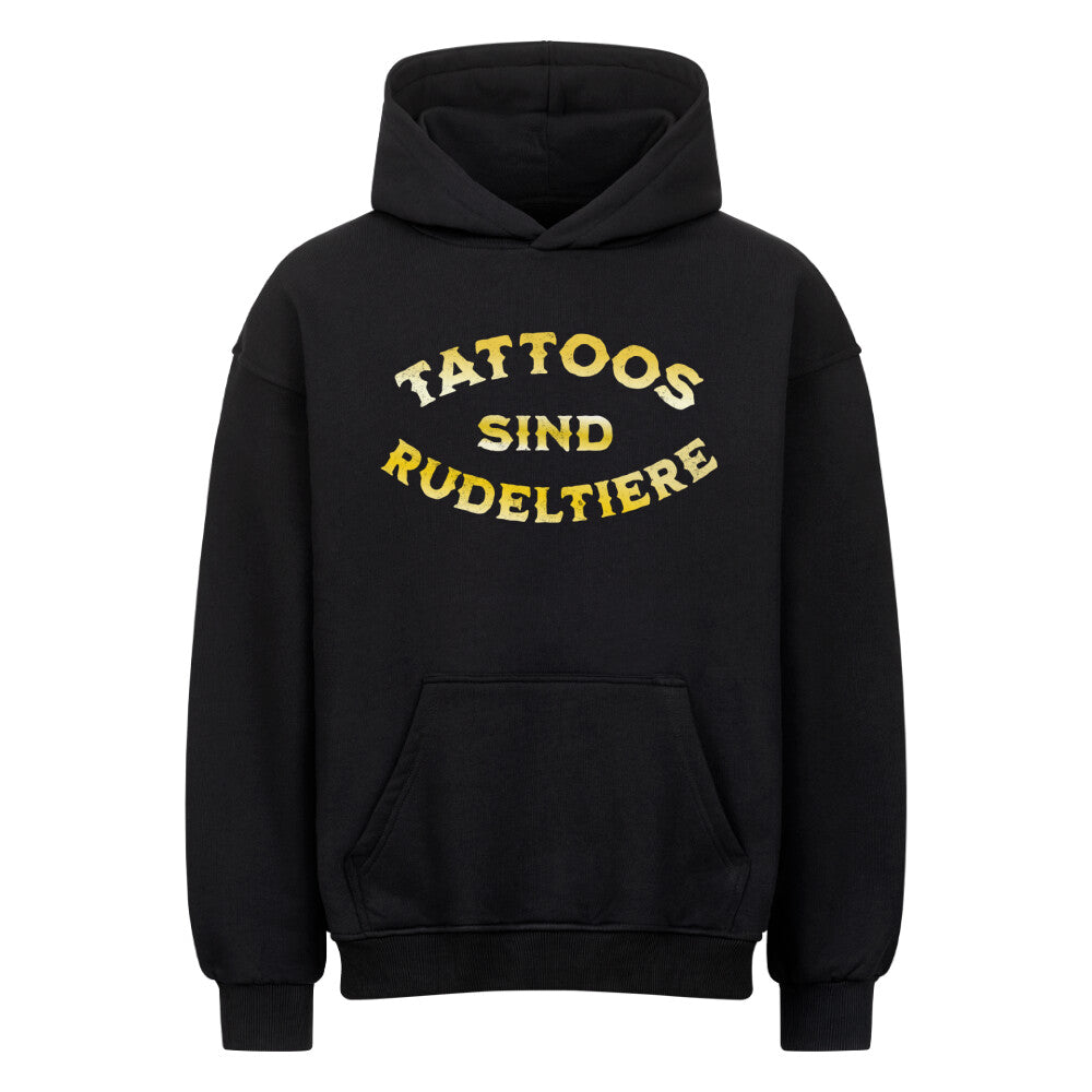 Rudeltiere - Heavy Oversized Hoodie Hoodie  XS Schwarz  Tattoo Fashion von inked-mafia.de. Dieses Teil gehört in jeden Kleiderschrank eines inked-rebels! Finde ideale Geschenke für Tätowierte, Tattoofans oder Tätowierer.