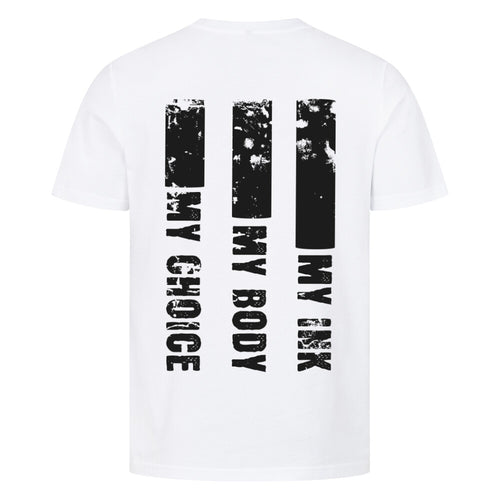 My Ink - Premium Backprint Shirt T-Shirt  S Weiß  Tattoo Fashion von inked-mafia.de. Dieses Teil gehört in jeden Kleiderschrank eines inked-rebels! Finde ideale Geschenke für Tätowierte, Tattoofans oder Tätowierer.
