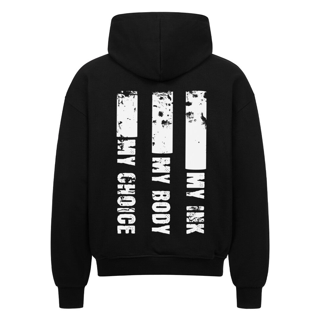 My Ink - Heavy Oversized Backprint Zipper Hoodie  S Schwarz  Tattoo Fashion von inked-mafia.de. Dieses Teil gehört in jeden Kleiderschrank eines inked-rebels! Finde ideale Geschenke für Tätowierte, Tattoofans oder Tätowierer.