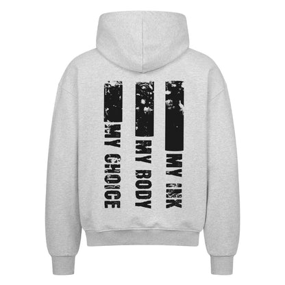 My Ink - Heavy Oversized Backprint Zipper Hoodie  S Grau  Tattoo Fashion von inked-mafia.de. Dieses Teil gehört in jeden Kleiderschrank eines inked-rebels! Finde ideale Geschenke für Tätowierte, Tattoofans oder Tätowierer.