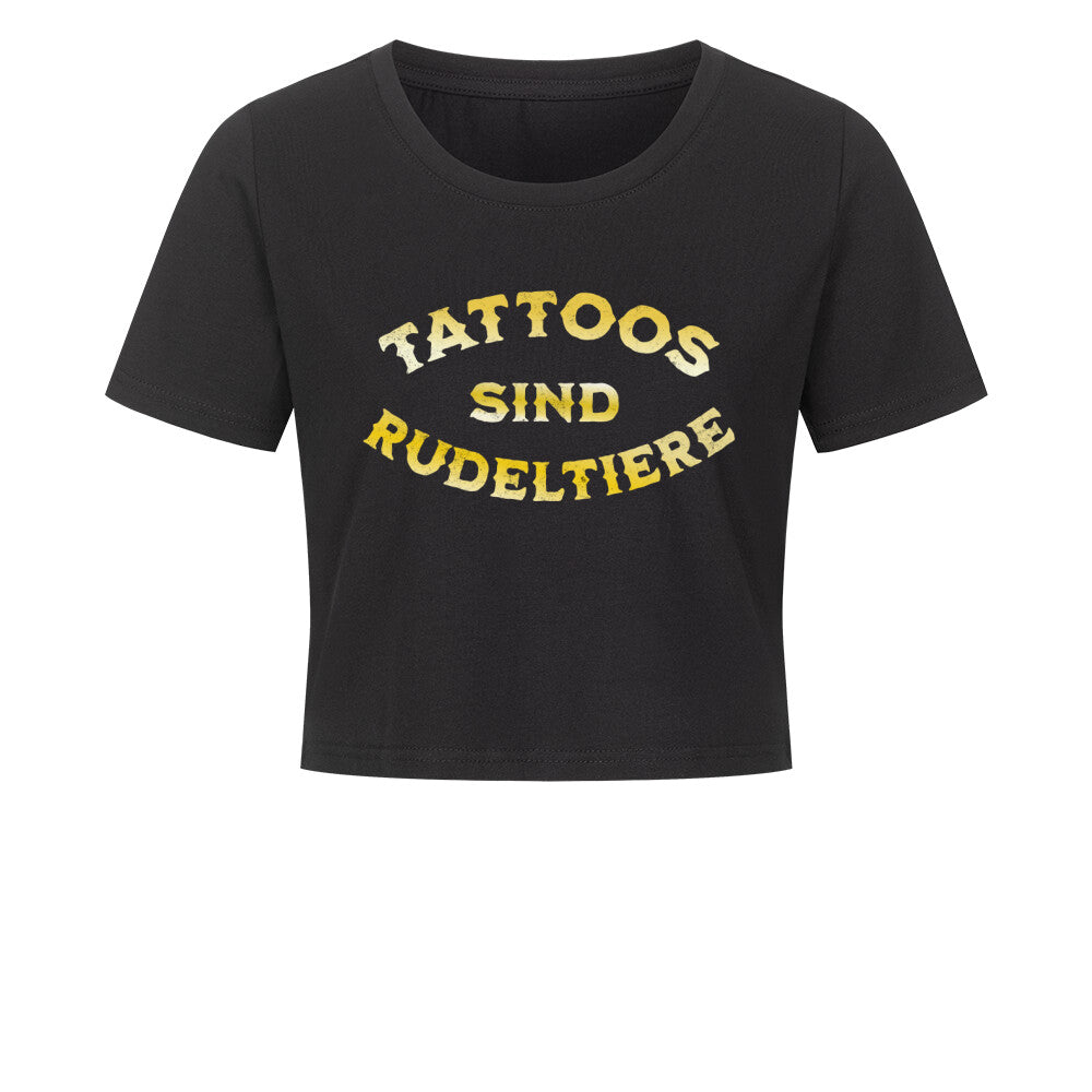 Rudeltiere - Damen Crop Top T-Shirt  XS Schwarz  Tattoo Fashion von inked-mafia.de. Dieses Teil gehört in jeden Kleiderschrank eines inked-rebels! Finde ideale Geschenke für Tätowierte, Tattoofans oder Tätowierer.