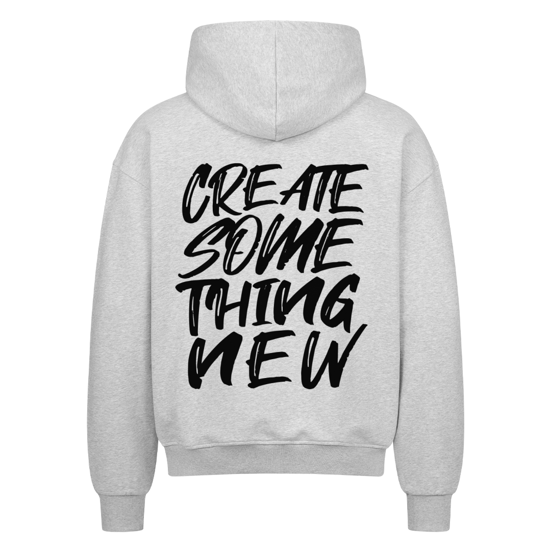 Create something new - Heavy Oversized Backprint Zipper Hoodie S Grau Tattoo Fashion von inked-mafia.de. Dieses Teil gehört in jeden Kleiderschrank eines inked-rebels! Finde ideale Geschenke für Tätowierte, Tattoofans oder Tätowierer.