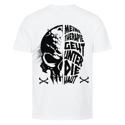 Unter die Haut - Premium Backprint Shirt T-Shirt  S Weiß  Tattoo Fashion von inked-mafia.de. Dieses Teil gehört in jeden Kleiderschrank eines inked-rebels! Finde ideale Geschenke für Tätowierte, Tattoofans oder Tätowierer.