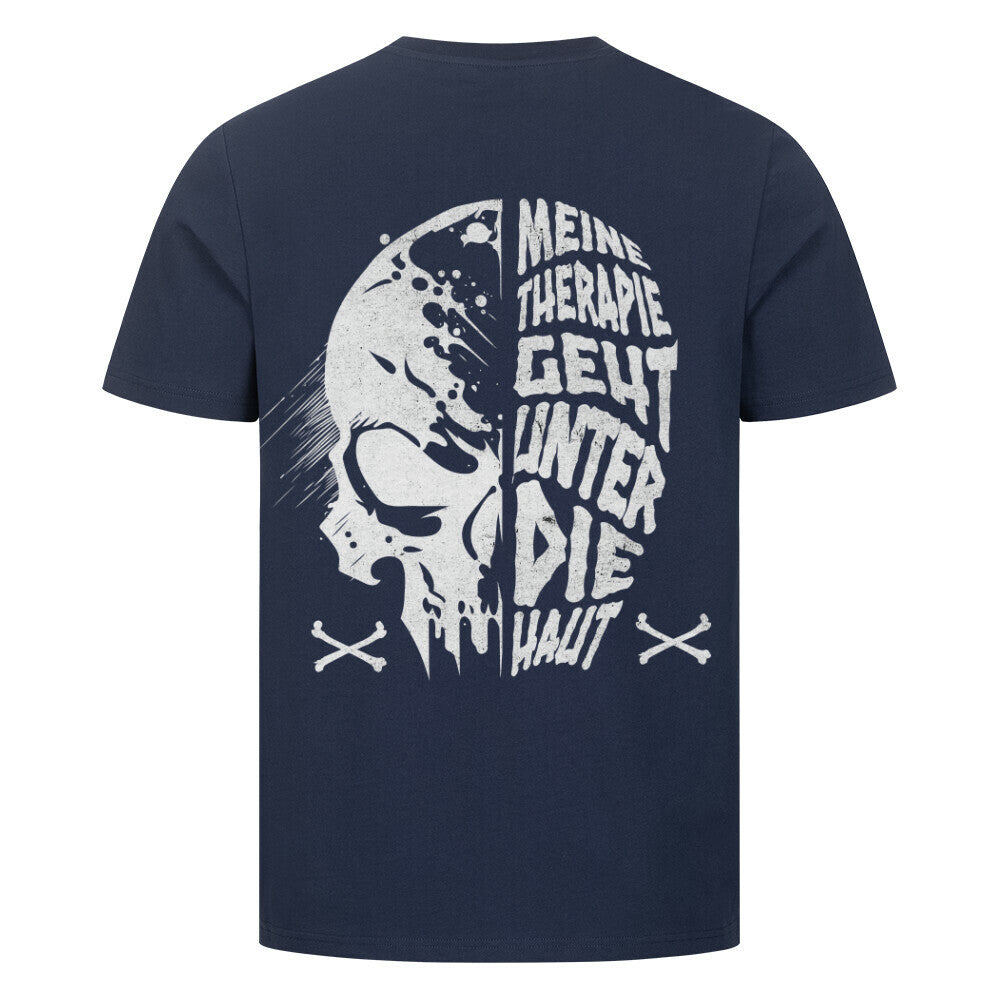 Unter die Haut - Premium Backprint Shirt T-Shirt  S Navy Blue  Tattoo Fashion von inked-mafia.de. Dieses Teil gehört in jeden Kleiderschrank eines inked-rebels! Finde ideale Geschenke für Tätowierte, Tattoofans oder Tätowierer.