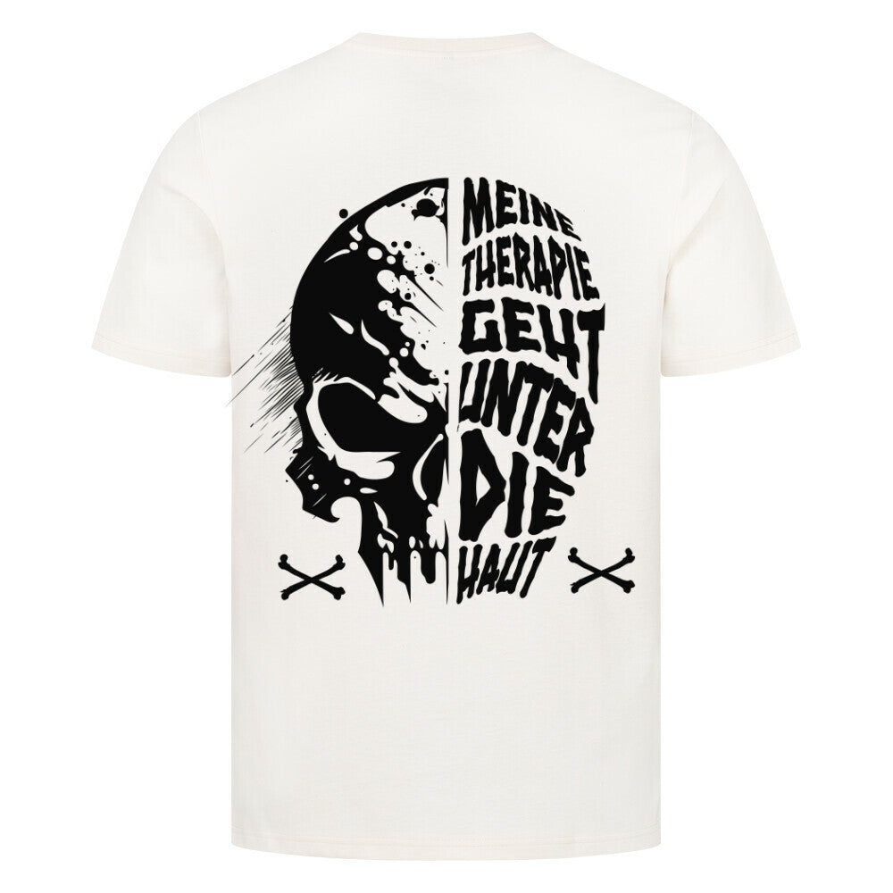 Unter die Haut - Premium Backprint Shirt T-Shirt  S Beige  Tattoo Fashion von inked-mafia.de. Dieses Teil gehört in jeden Kleiderschrank eines inked-rebels! Finde ideale Geschenke für Tätowierte, Tattoofans oder Tätowierer.